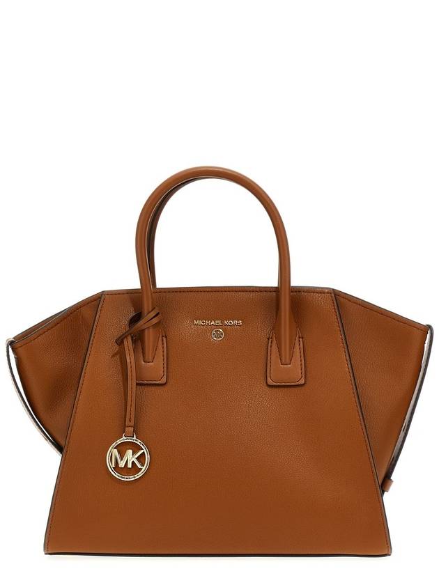 Avril Logo Embellished Leather Tote Bag Brown - MICHAEL KORS - BALAAN 2