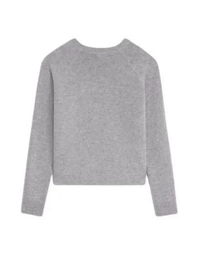 Triomphe Patch Crew Neck Wool Cashmere Knit Top Grey - CELINE - BALAAN 2