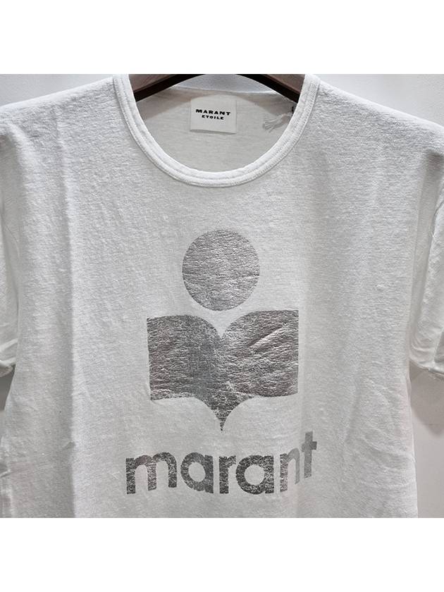 KOLDI Linen Silver Logo Short Sleeve T-Shirt White TS0004FA A1N10E 20WH - ISABEL MARANT ETOILE - BALAAN 4