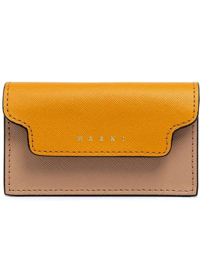 Logo Color Block Saffiano Card Wallet Yellow - MARNI - BALAAN 2