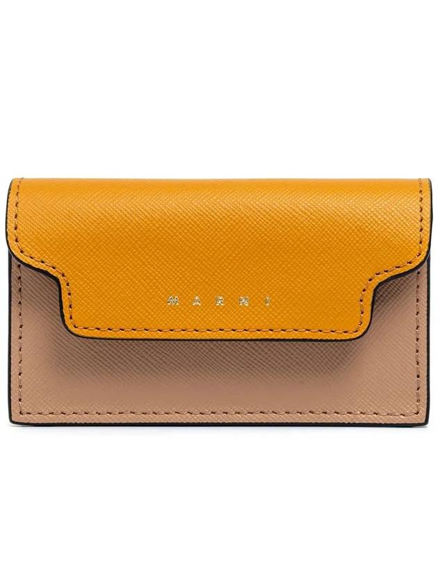 Logo Color Block Saffiano Card Wallet Yellow - MARNI - BALAAN 3