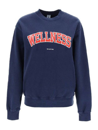 Crew Neck Print Sweatshirt Navy - SPORTY & RICH - BALAAN 1