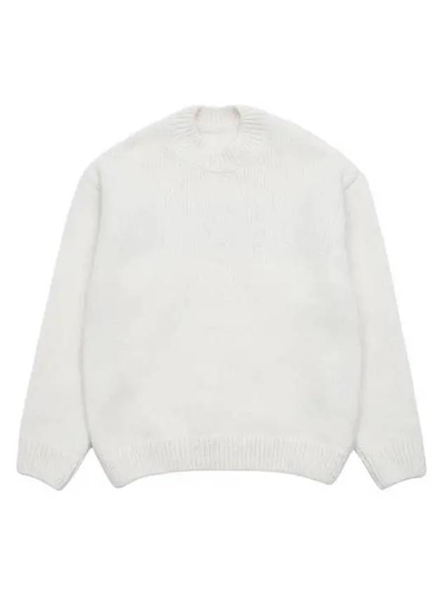 Pavane Back Logo Crew Neck Alpaca Knit Top White - JACQUEMUS - BALAAN 2