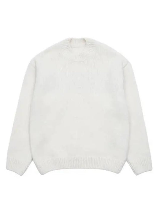 Pavane Back Logo Crew Neck Alpaca Knit Top White - JACQUEMUS - BALAAN 2