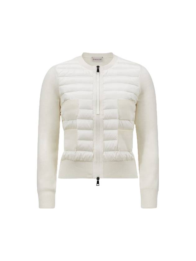 Women's Padded Wool Zip-Up Cardigan White - MONCLER - BALAAN 1