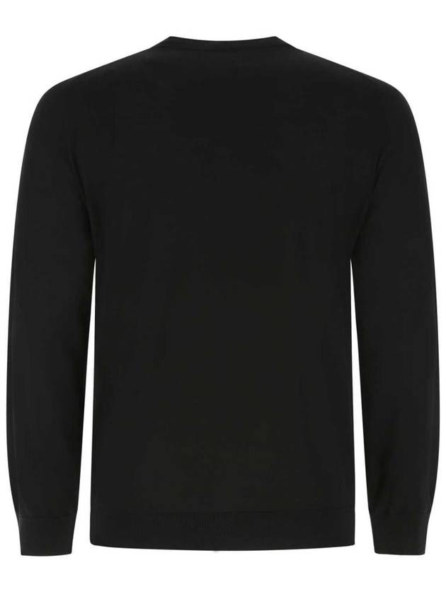 Superfine Crew neck Wool Knitted Sweater Black - PRADA - BALAAN 3