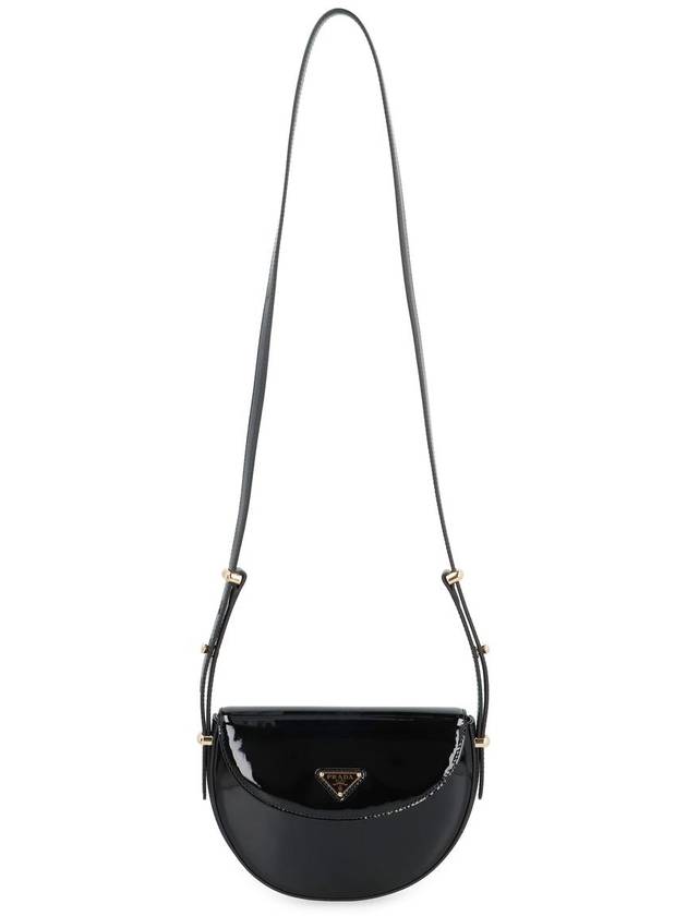 Logo Plaque Leather Cross Bag Black - PRADA - BALAAN 5