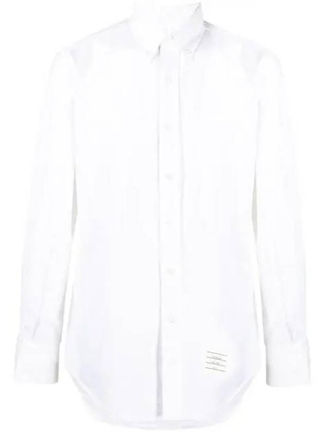 Oxford Grosgrain Placket Cotton Long Sleeve Shirt White - THOM BROWNE - BALAAN 3