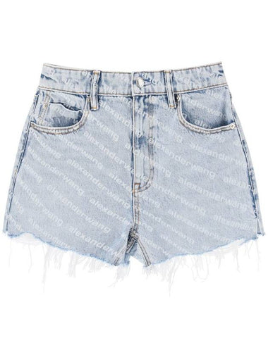 logo printed denim shorts - ALEXANDER WANG - BALAAN 1