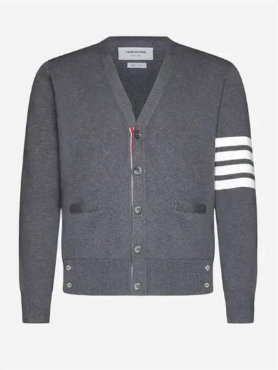 Milano Stitch 4-Bar Cardigan Medium Grey - THOM BROWNE - BALAAN 2