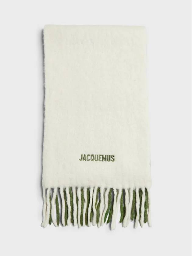 L'echarpe Moisson Embroidered Logo Alpaca Wool Muffler Khaki - JACQUEMUS - BALAAN 7