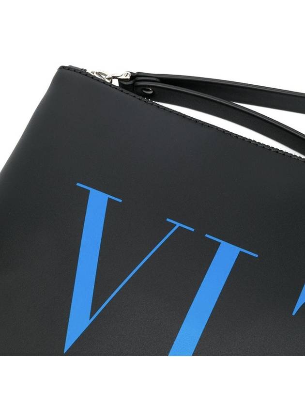 VLNT Logo Calfskin Clutch Bag Black - VALENTINO - BALAAN 6