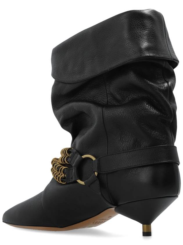 Isabel Marant Leather Ankle Boots Edrik, Women's, Black - ISABEL MARANT - BALAAN 5