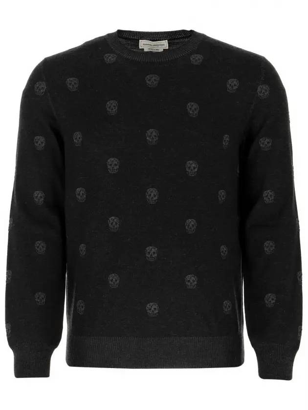 Men's Skull Jacquard Pattern Knit Top Black - ALEXANDER MCQUEEN - BALAAN.