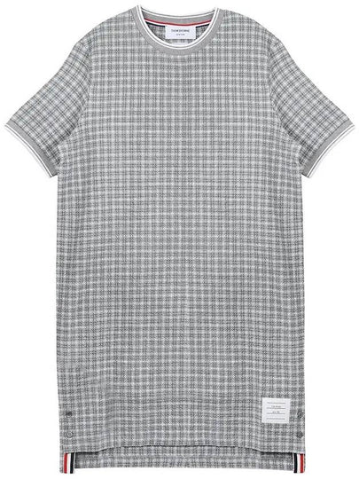 Check Tweed Crewneck Short Dress Grey - THOM BROWNE - BALAAN 2