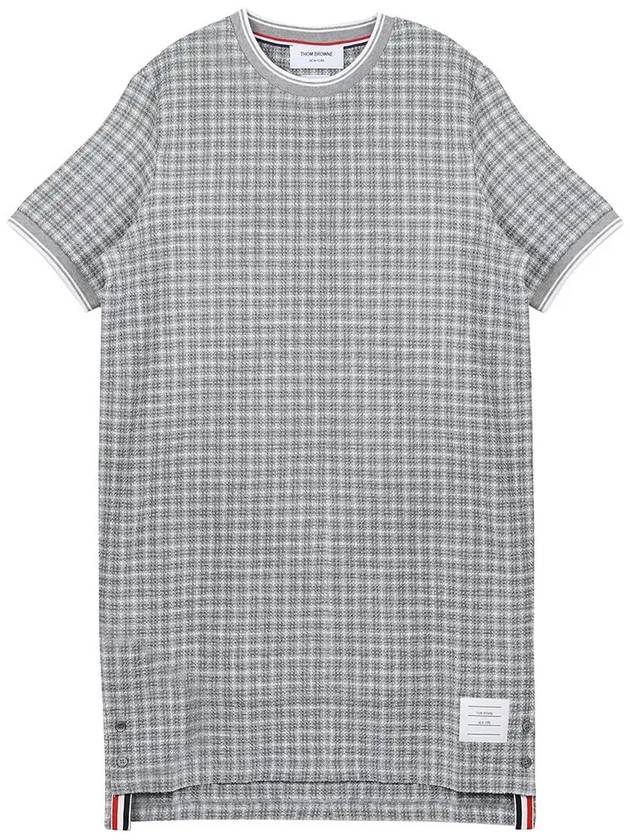 Check Tweed Crewneck Short Dress Grey - THOM BROWNE - BALAAN 7