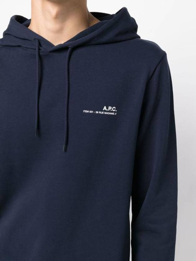 Item H Small Logo Cotton Hoodie Navy - A.P.C. - BALAAN 4