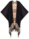 Women's Check Reversible Wool Cashmere Cape Black - BURBERRY - BALAAN 1