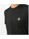 Slimfit Cotton Jersey Short Sleeve T-shirt Black - STONE ISLAND - BALAAN 6