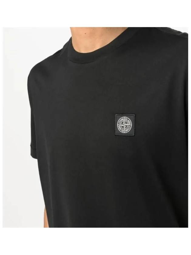 Slimfit Cotton Jersey Short Sleeve T-shirt Black - STONE ISLAND - BALAAN 6