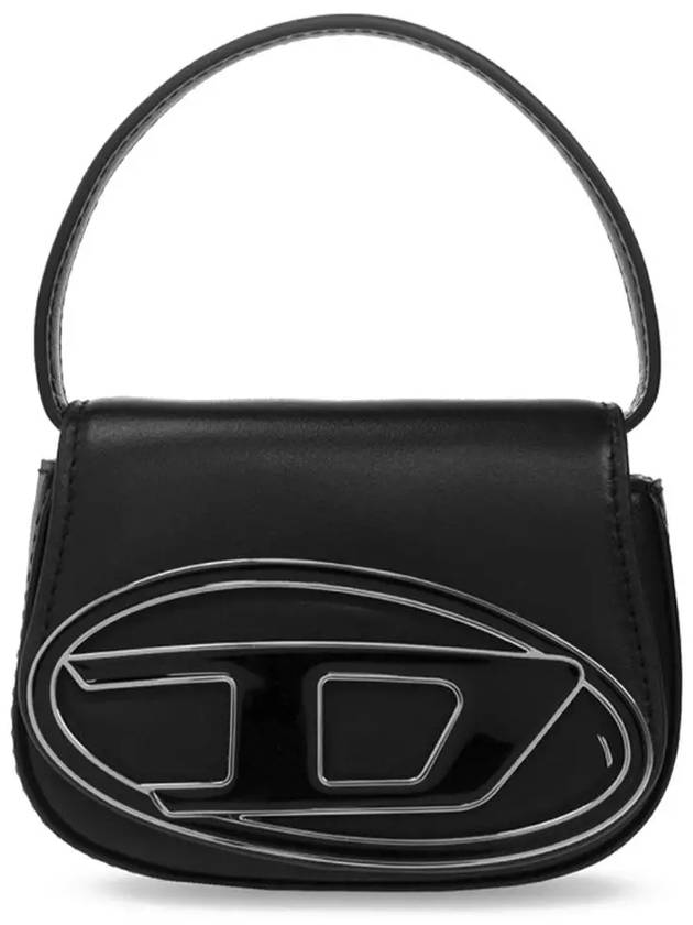 1DR Round Logo Leather Mini Shoulder Bag Black - DIESEL - BALAAN 2