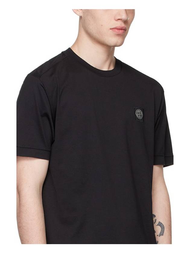 Logo Patch Short Sleeves T-Shirt Black - STONE ISLAND - BALAAN 5