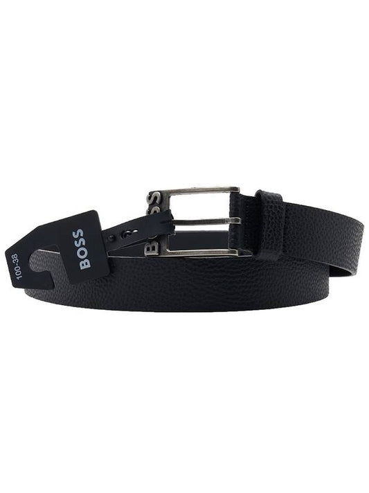 Men's Buckle Logo Leather Belt Black - HUGO BOSS - BALAAN 2