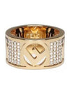 Logo Crystal Wide Ring Gold - FENDI - BALAAN 1