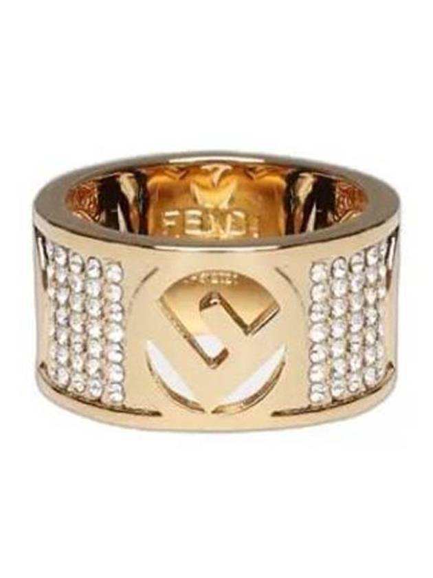 Logo Crystal Wide Ring Gold - FENDI - BALAAN 1