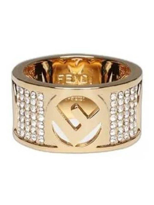 Logo Crystal Wide Ring Gold - FENDI - BALAAN 1