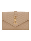 Matelasse Monogram Envelope Small Half Wallet Beige - SAINT LAURENT - BALAAN 1