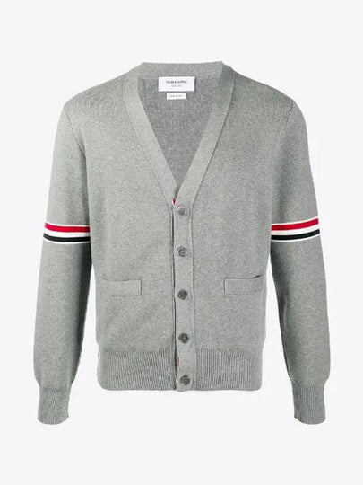 Milano Stitch Sprite Armband Cotton V-neck Cardigan Light Grey - THOM BROWNE - BALAAN 2