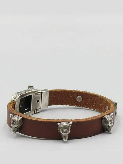 Silver Anger Forest Wolf Head Leather Bracelet No 17 - GUCCI - BALAAN 2