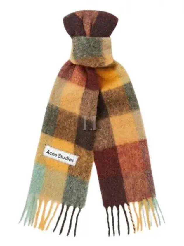 Check Mohair Muffler Chestnut Brown Yellow Green - ACNE STUDIOS - BALAAN 2