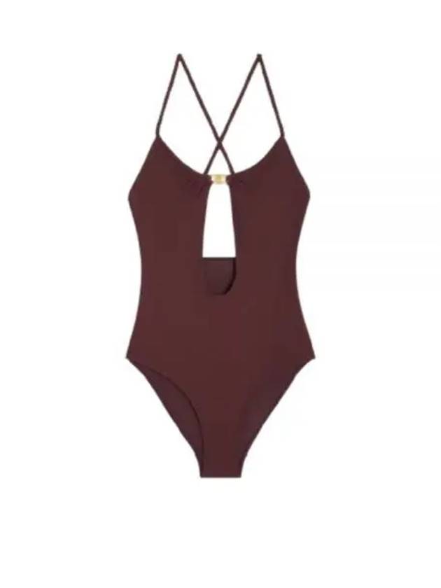 Triomphe Matte Jersey One-Piece Swimsuit Prune - CELINE - BALAAN 2