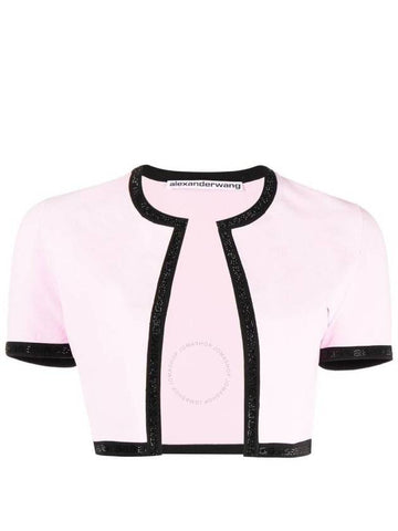 Alexander Wang Light Pink Compact Nylon Cropped Cardigan, Size Medium - ALEXANDER WANG - BALAAN 1