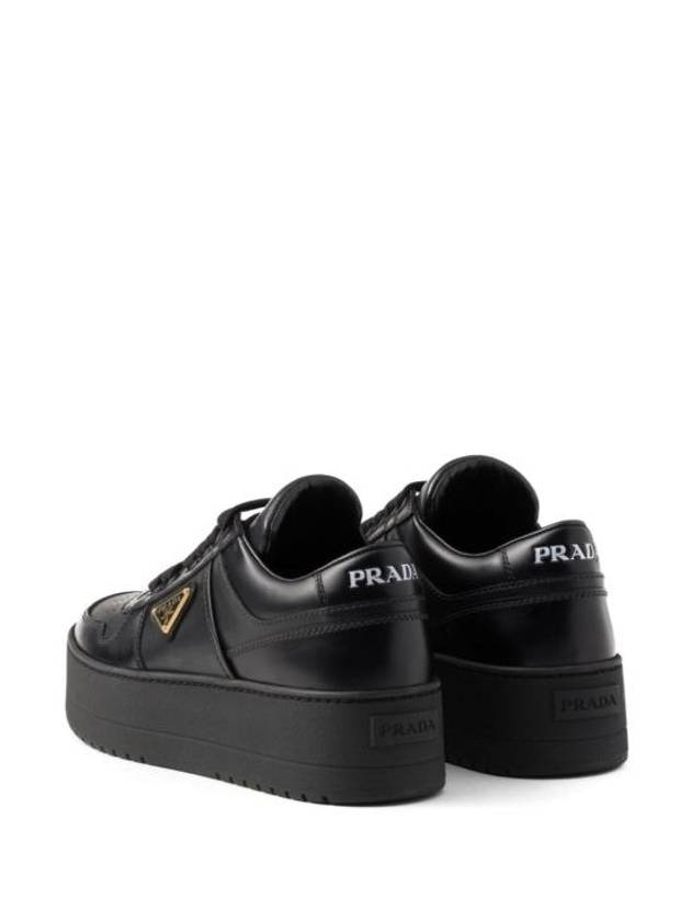 Downtown Bold Leather Low Top Sneakers Black - PRADA - BALAAN 4