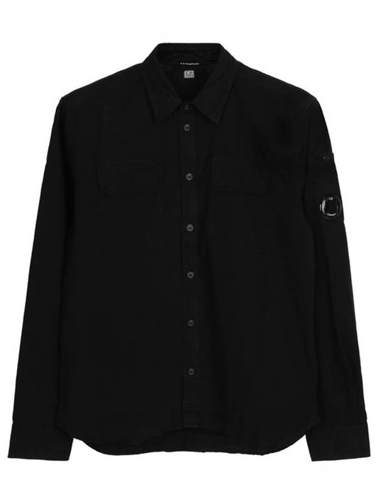 Gabardine Pockets Long Sleeve Shirt Black - CP COMPANY - BALAAN 2