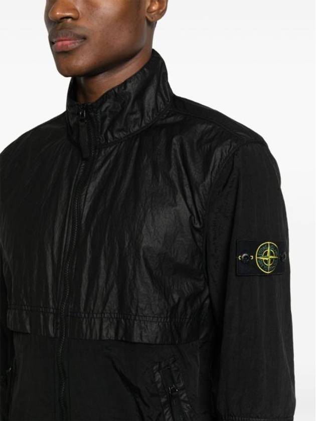 Logo Patch Recycled Nylon Track Jacket Black - STONE ISLAND - BALAAN 4