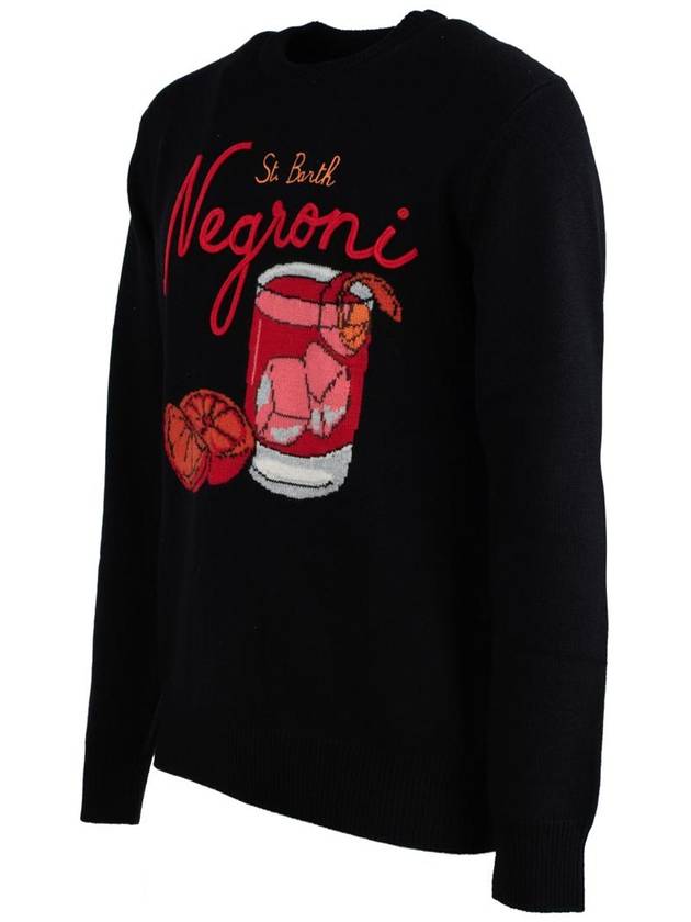 MC2 Saint Barth Heron Black Sweater With Negroni Glass - MC 2 SAINT BARTH - BALAAN 3