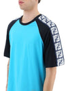 FF Raglan Short Sleeve T-Shirt Blue - FENDI - BALAAN 3