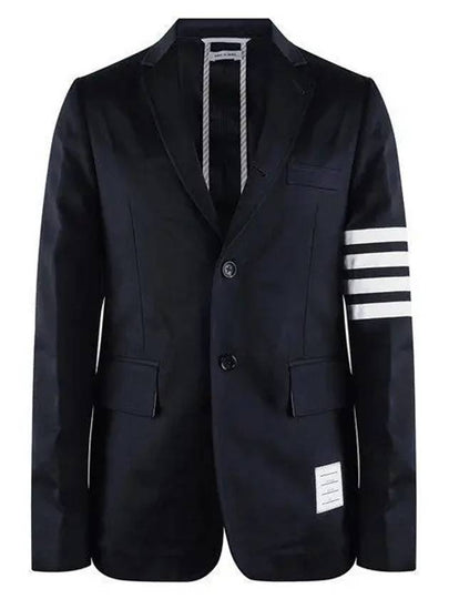 4 Bar Armband Cotton Blazer Jacket Navy - THOM BROWNE - BALAAN 2