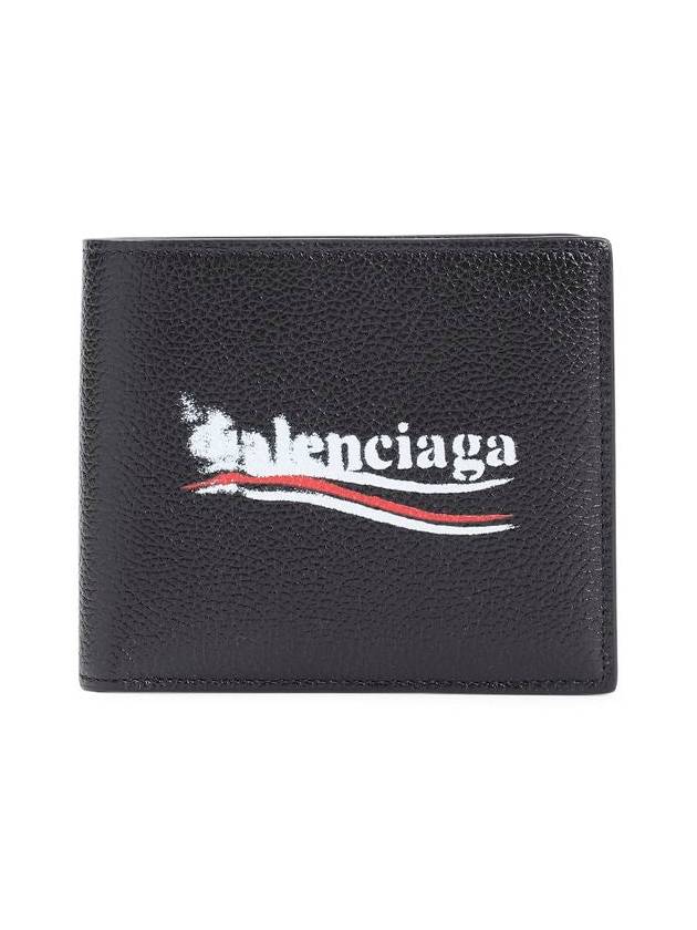 Logo Print Leather Half Wallet Black - BALENCIAGA - BALAAN 2