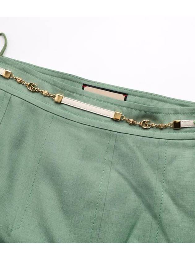 Double G Chain Pleated Skirt Green - GUCCI - BALAAN 4