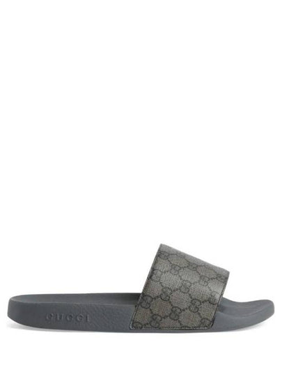 GG Monogram Slider Slippers Grey - GUCCI - BALAAN 2