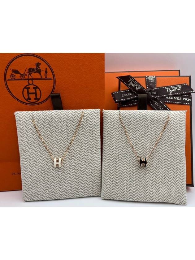 Mini Pop H Pendant Rose Gold & Blanc - HERMES - BALAAN 6