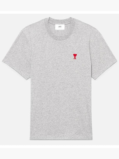 Small Heart Logo Short Sleeve T-Shirt Grey - AMI - BALAAN 2