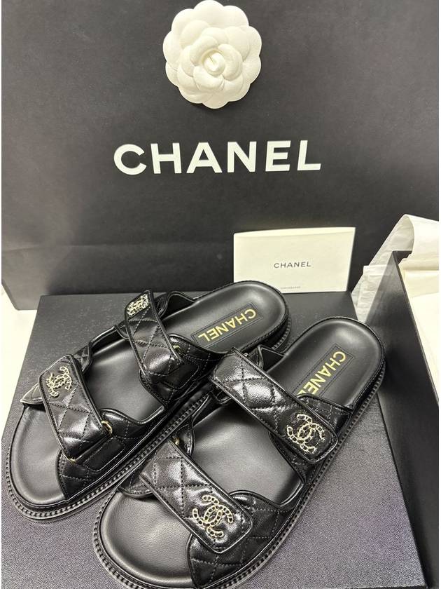 CC Logo Velcro Sandals Black - CHANEL - BALAAN 2