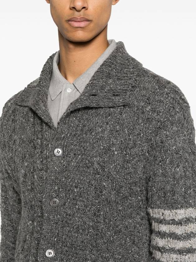 4-Bar Arm Band Knit Cardigan Grey - THOM BROWNE - BALAAN 7