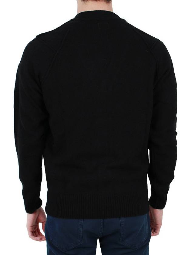 Men's Lens Wappen Lambswool Cardigan Black - CP COMPANY - BALAAN 6